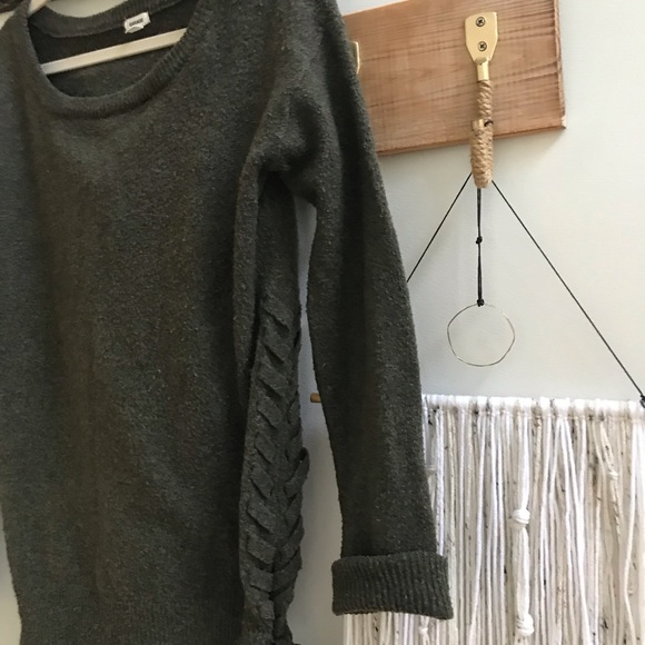 Garage Sweaters - ~Garage~ Oversized Navy Green Sweater~Lace Up